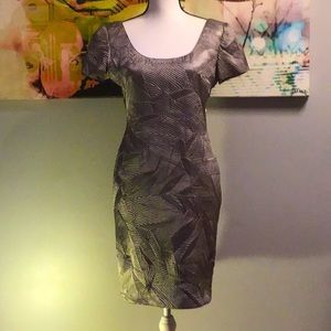 VINTAGE CHETTA B GREY 50’S STYLE SHORT SLEEVE TEXTURED DRESS SIZE 6